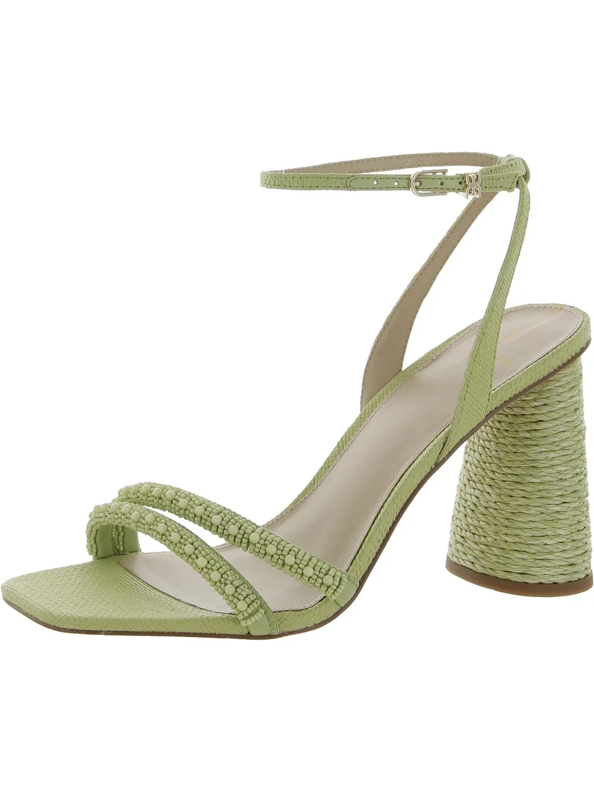 Womens Denim Beaded Heels