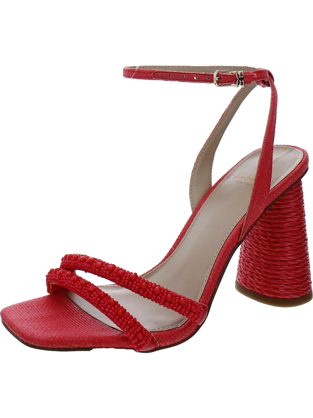Womens Denim Beaded Heels
