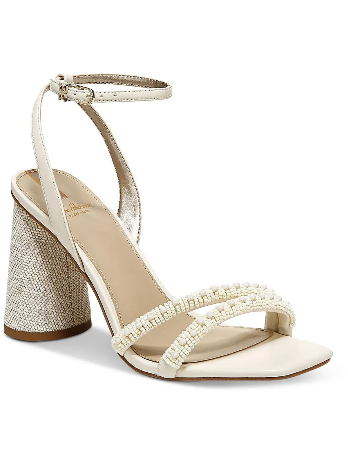 Womens Denim Beaded Heels