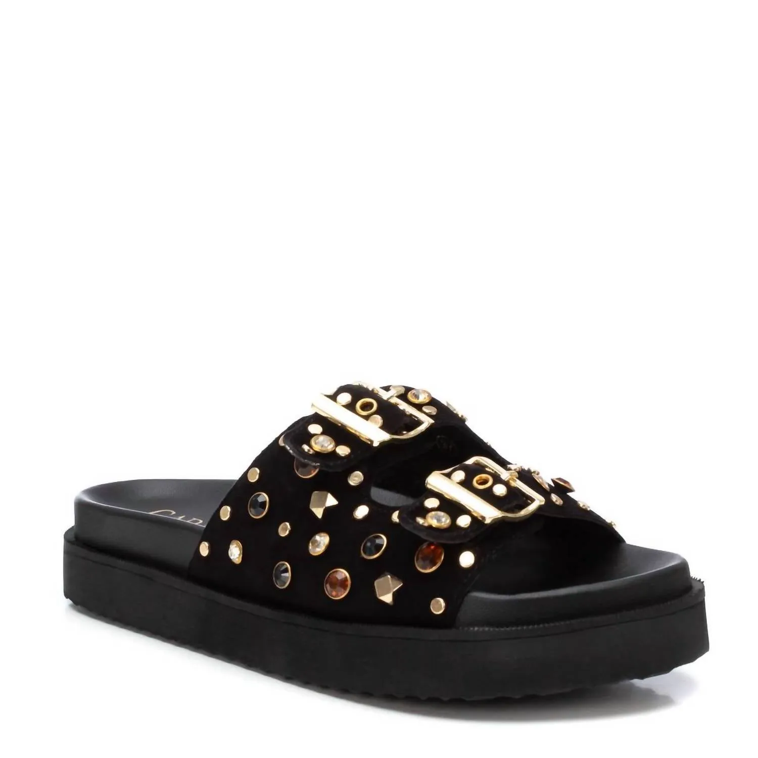 Women's Double Buckle Sandals In Black