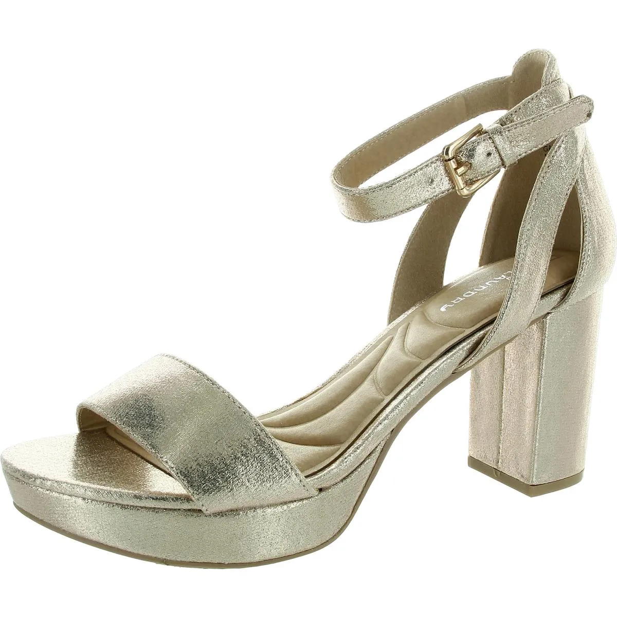 Womens Faux Suede Open Toe Block Heel
