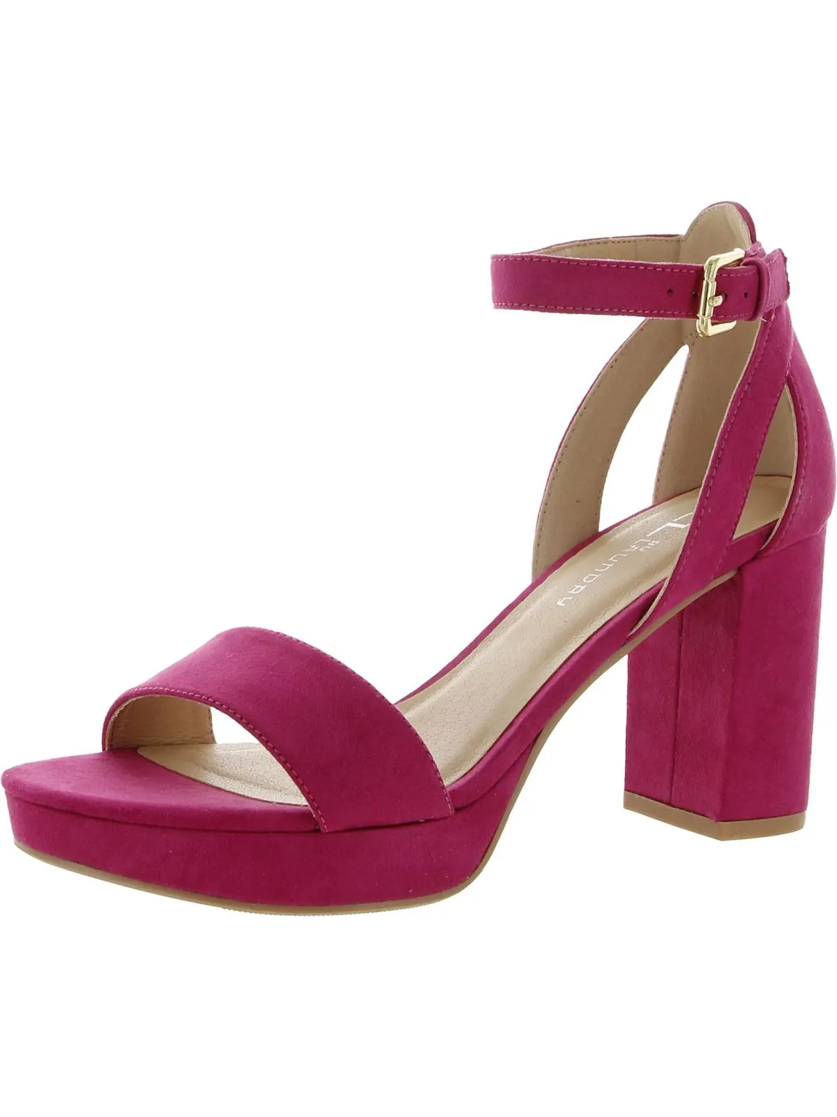 Womens Faux Suede Open Toe Block Heel