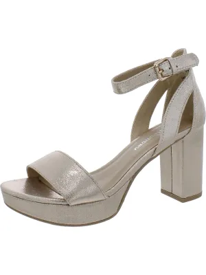 Womens Faux Suede Open Toe Block Heel