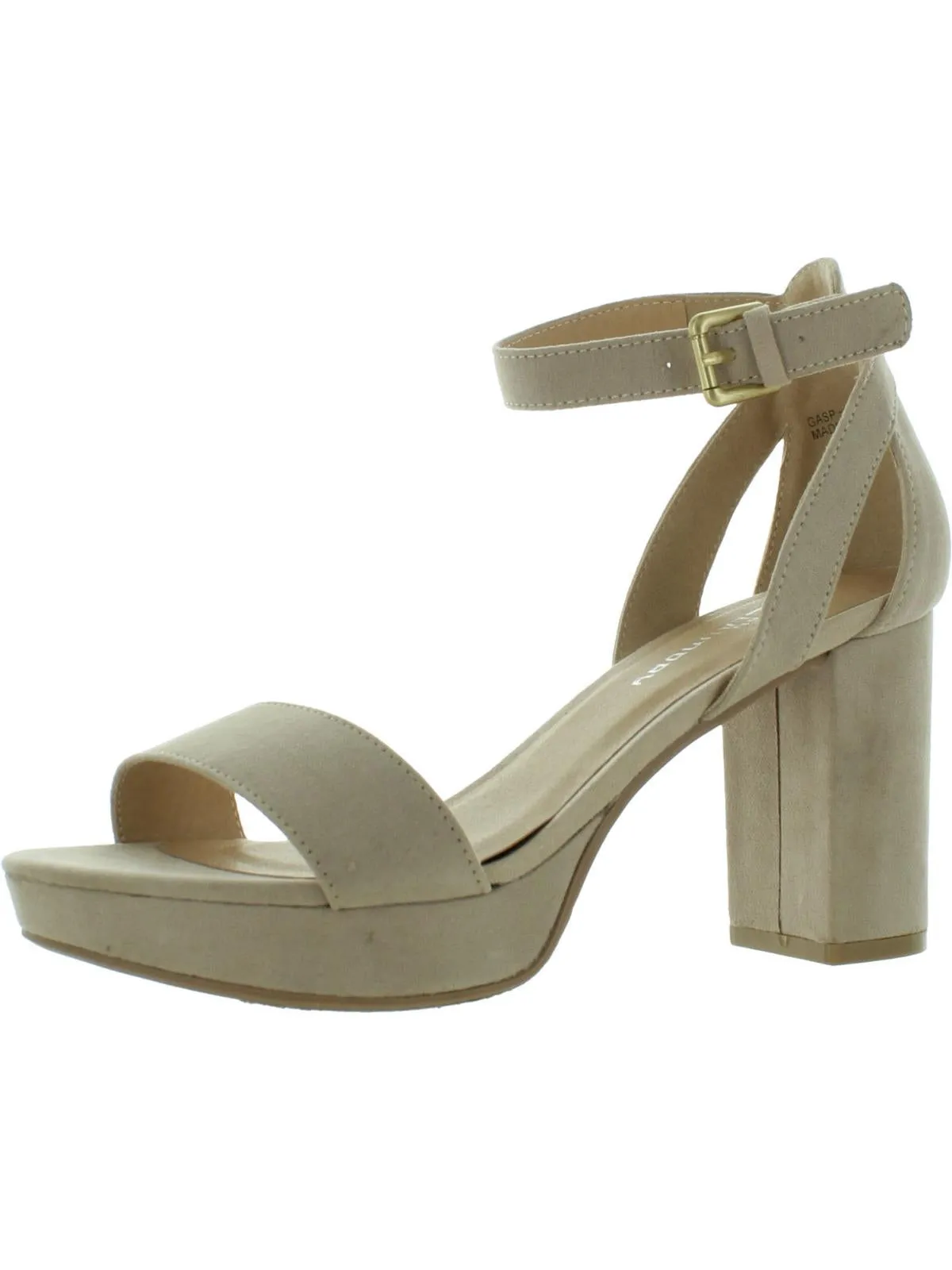 Womens Faux Suede Open Toe Block Heel