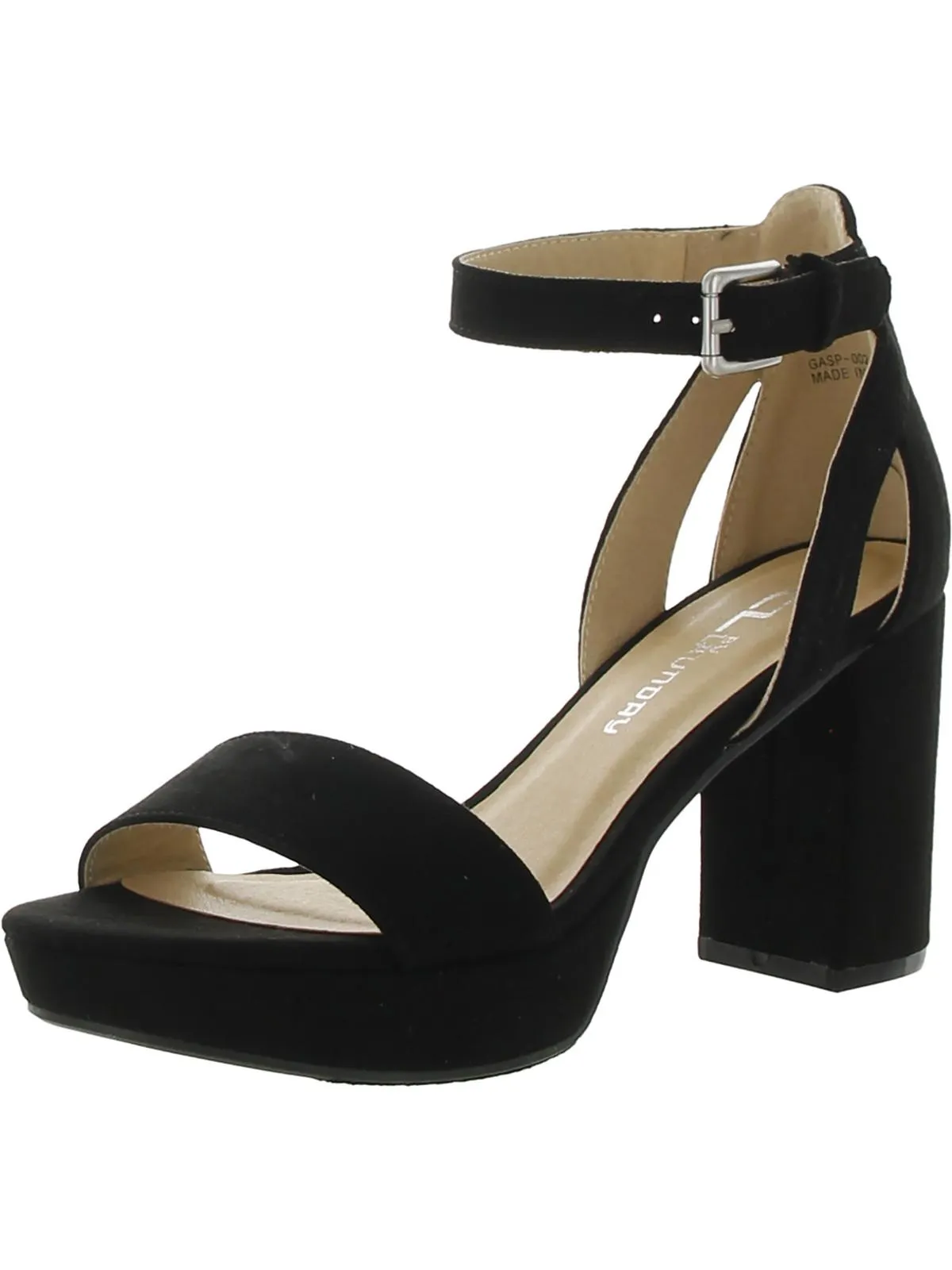 Womens Faux Suede Open Toe Block Heel