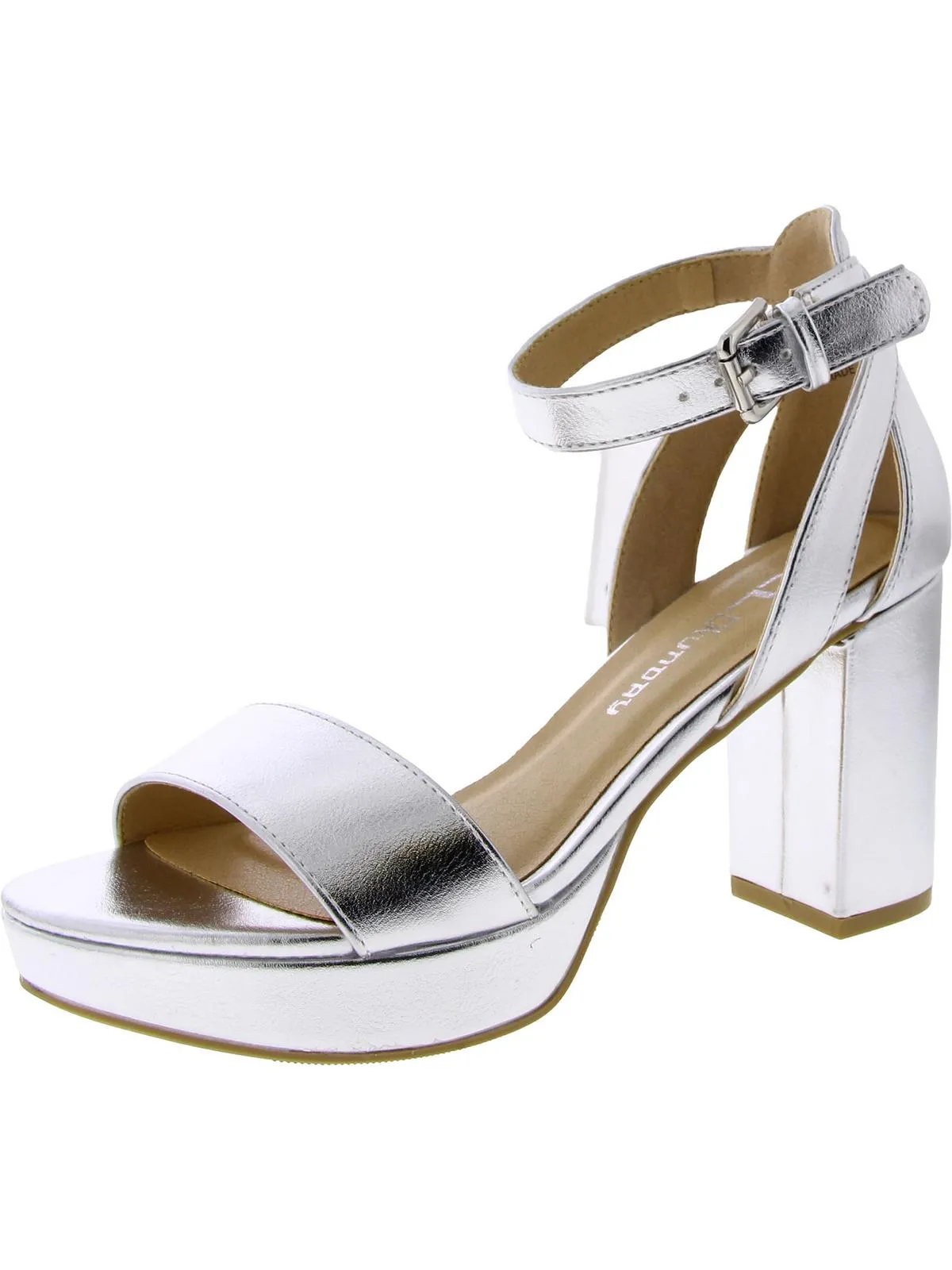 Womens Faux Suede Open Toe Block Heel