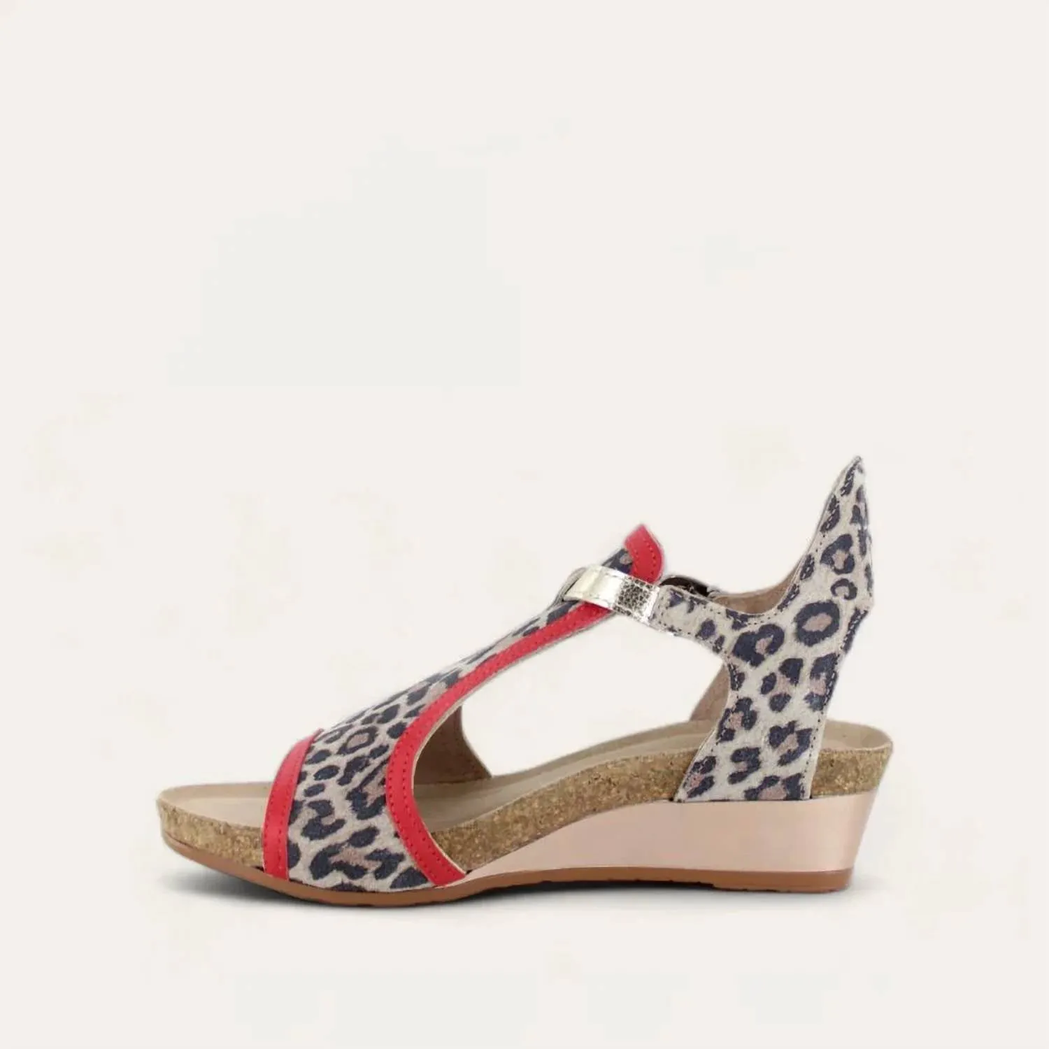 Women's Fiona Sandals - Medium In Cheetah/kiss Red
