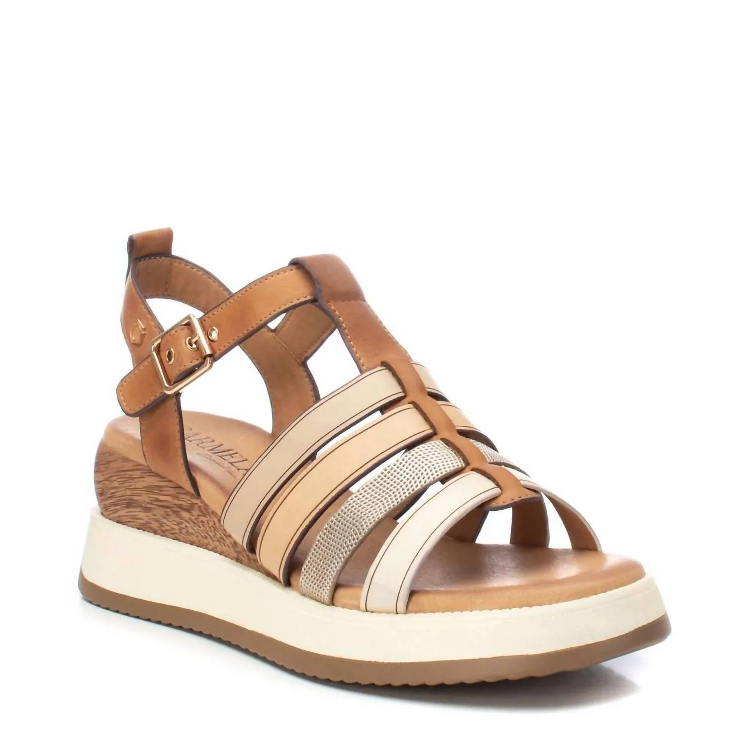 Women's Flat Sandals In Camel