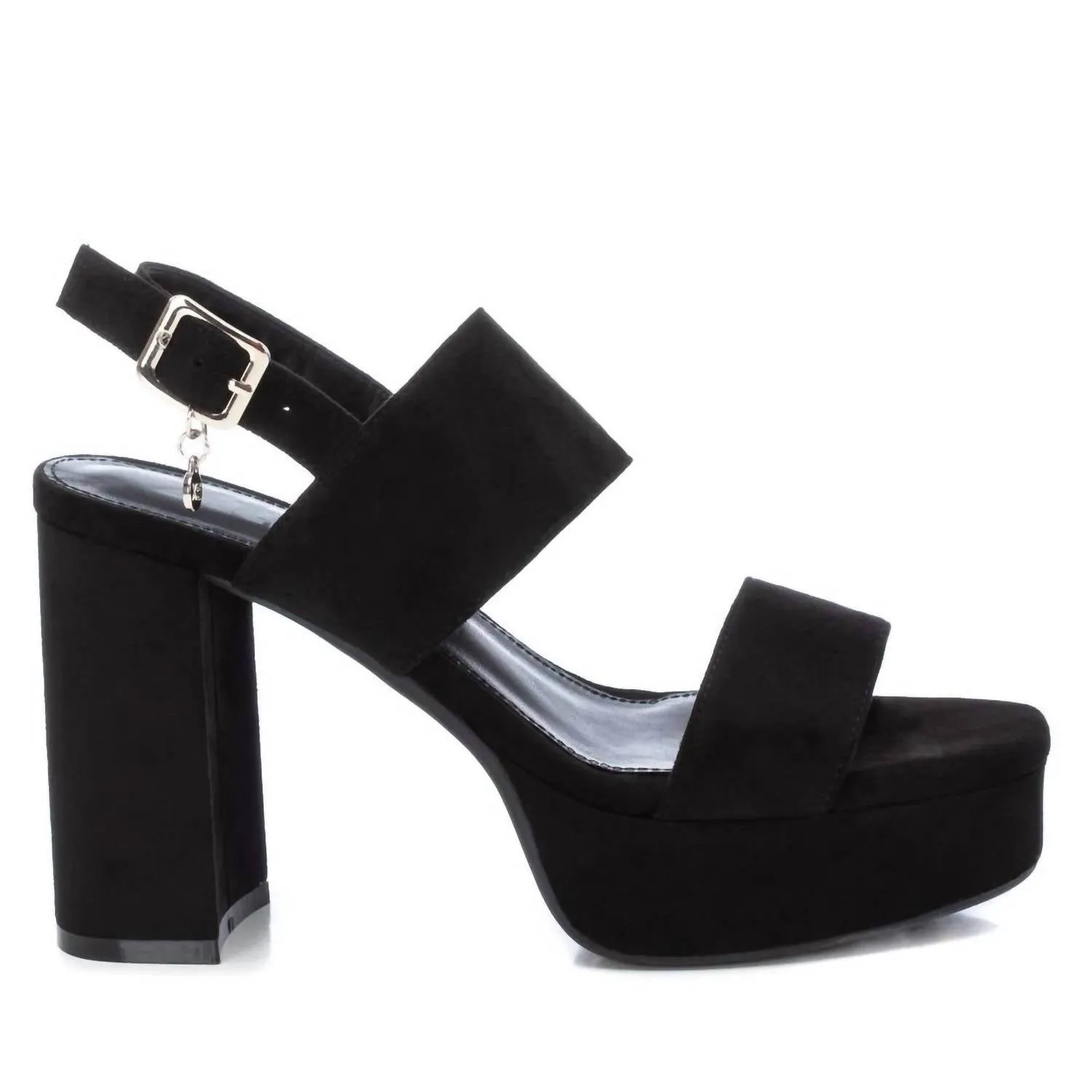Women's Heeled Suede Sandals In Black