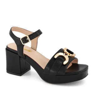 Women's High Heel Ankle Strap Sandal In Black