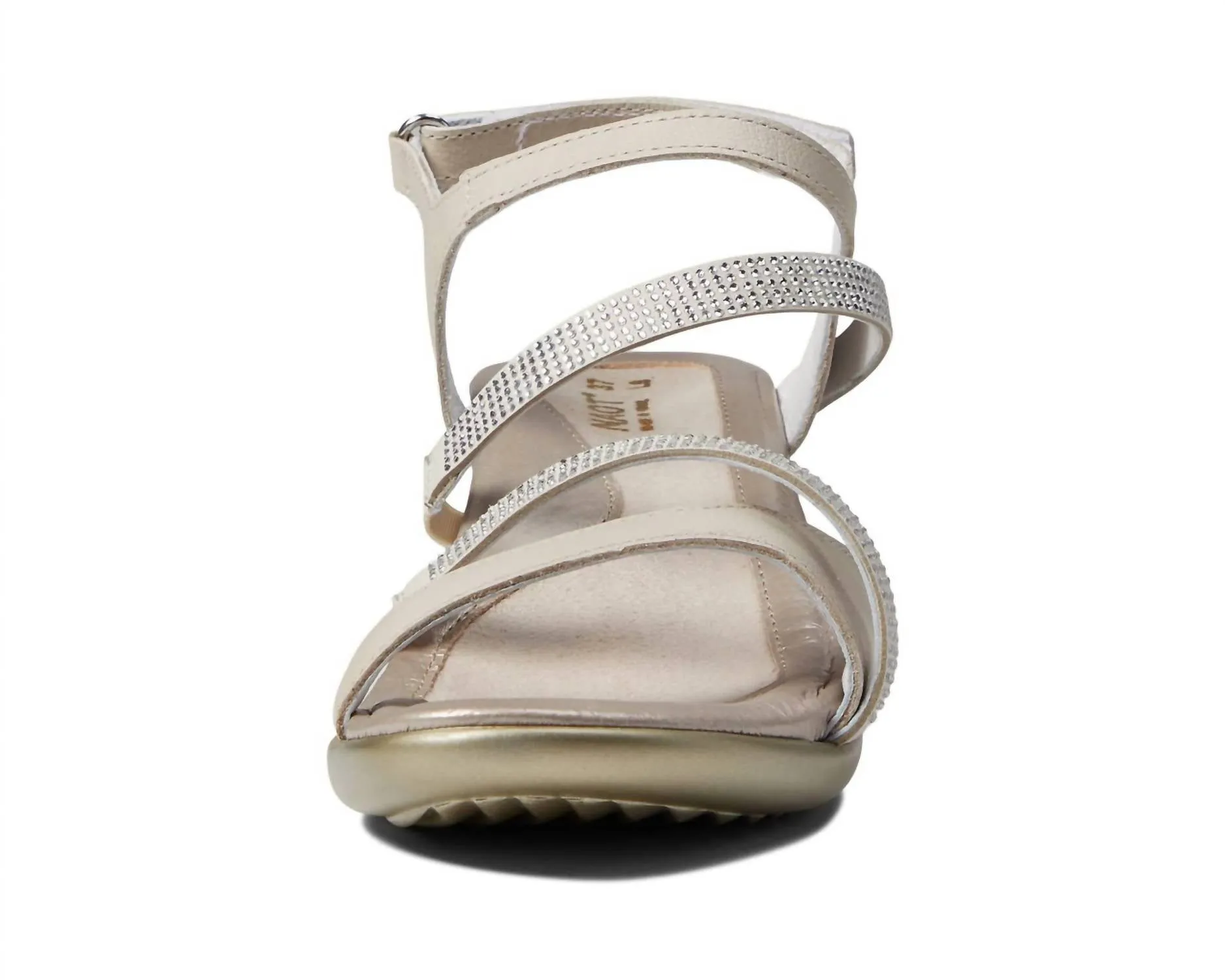 Women's Innovate Leather Rhinestones Sandal In Ivory
