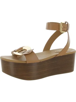Womens Leather Buckle Platform Sandals