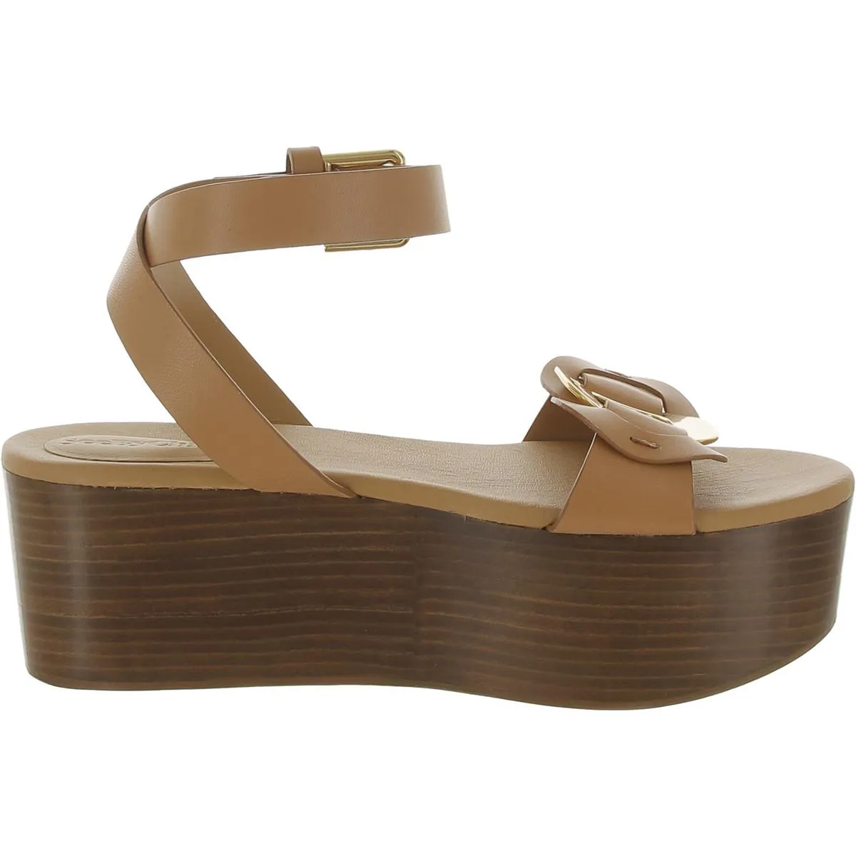 Womens Leather Buckle Platform Sandals