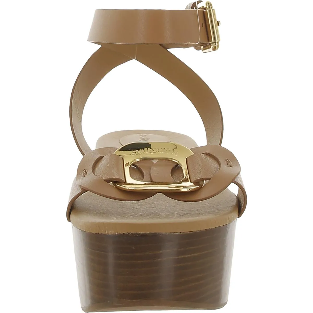 Womens Leather Buckle Platform Sandals