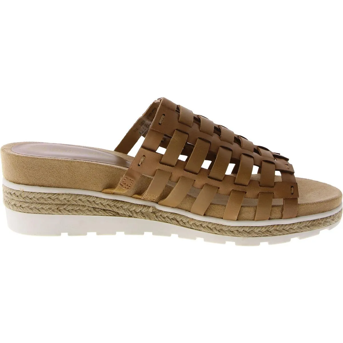 Womens Leather Slip On Wedge Sandals