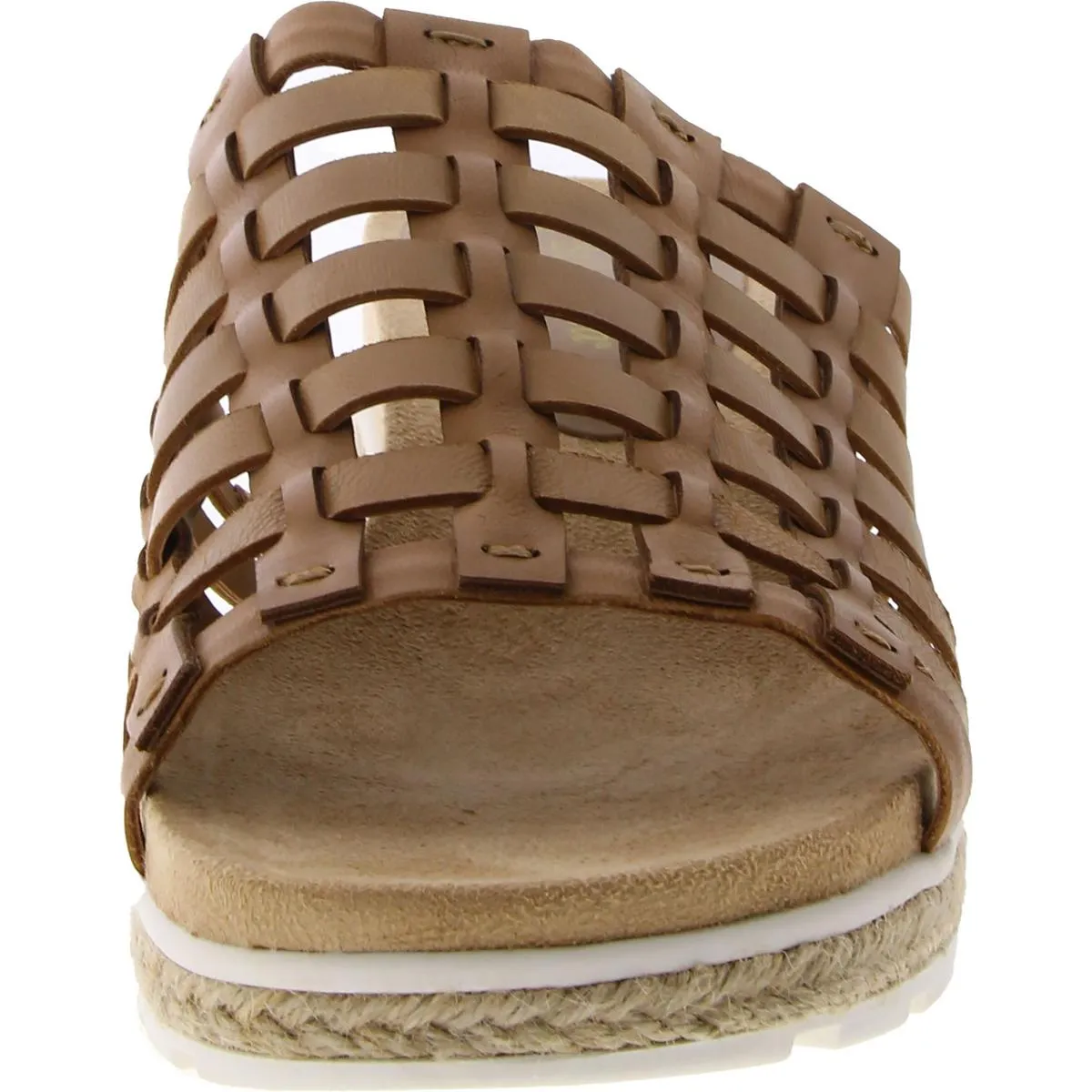 Womens Leather Slip On Wedge Sandals