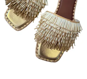 Women's Leonie Beaded Flat Sandals In Gold