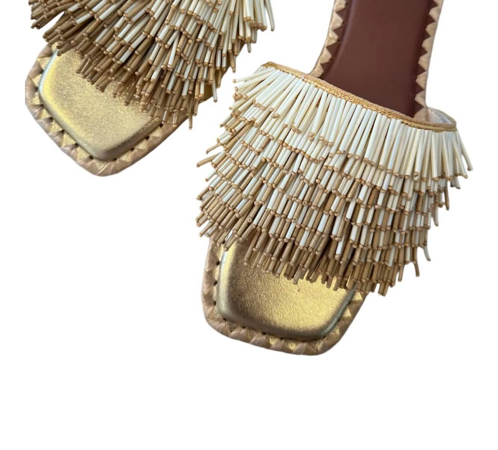 Women's Leonie Beaded Flat Sandals In Gold