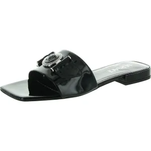 Womens Logo Leather Slide Sandals
