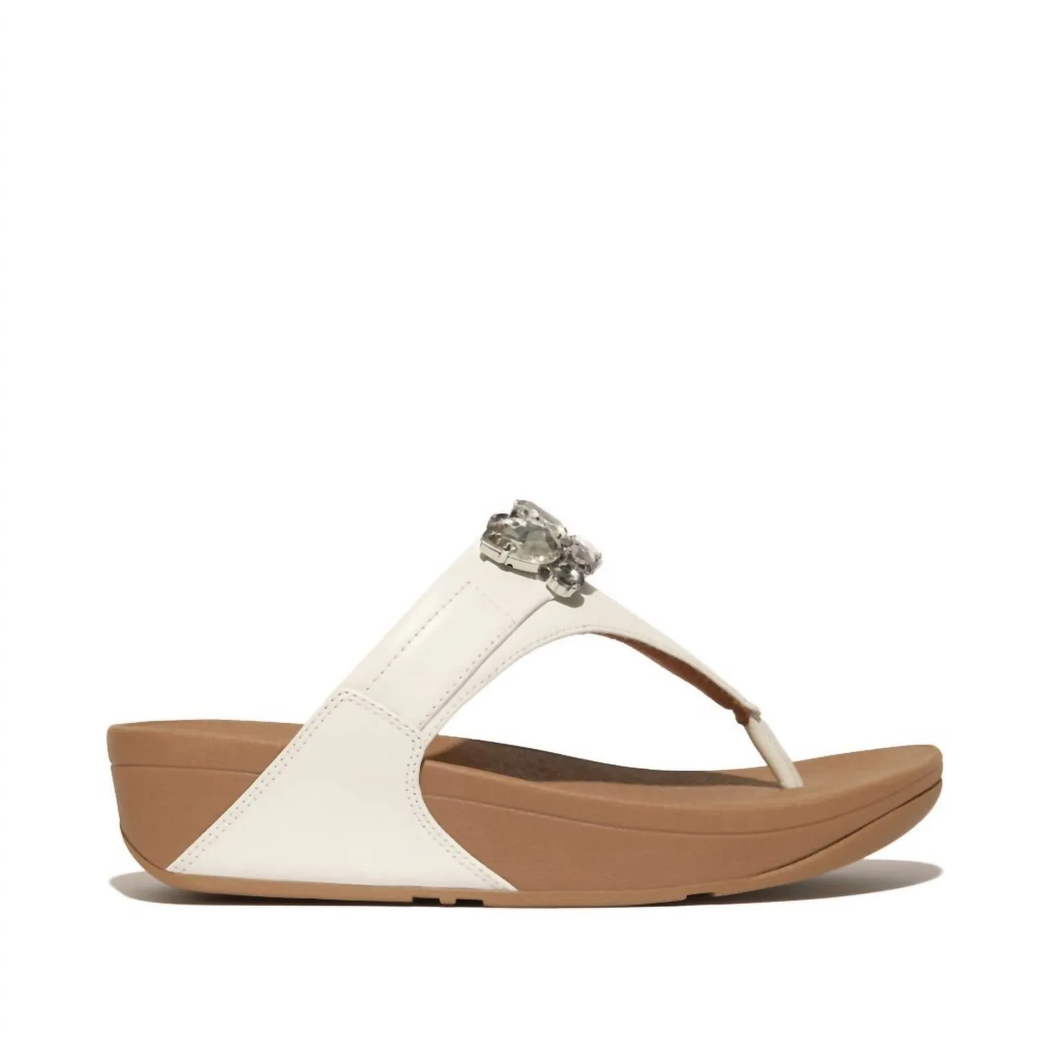 Women's Lulu Jewel Deluxe Toe Post Sandal In White Leather