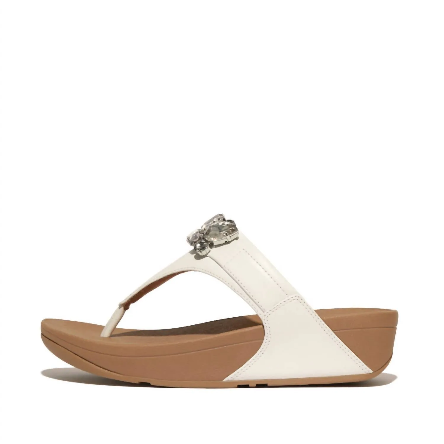 Women's Lulu Jewel Deluxe Toe Post Sandal In White Leather