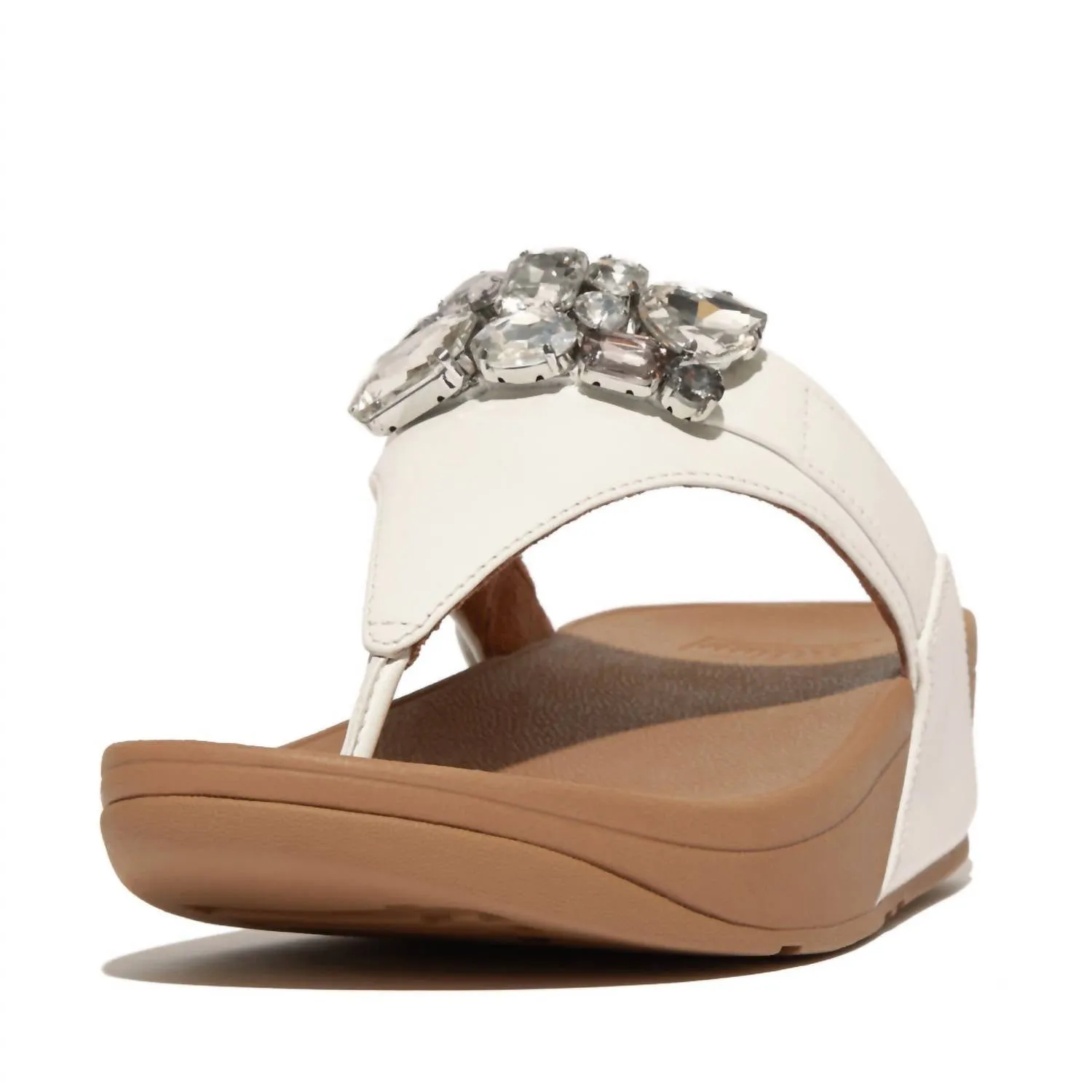 Women's Lulu Jewel Deluxe Toe Post Sandal In White Leather