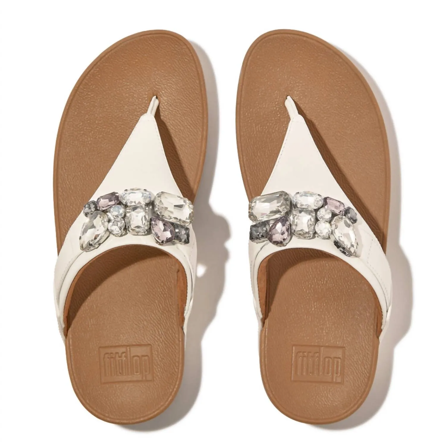 Women's Lulu Jewel Deluxe Toe Post Sandal In White Leather
