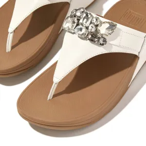 Women's Lulu Jewel Deluxe Toe Post Sandal In White Leather