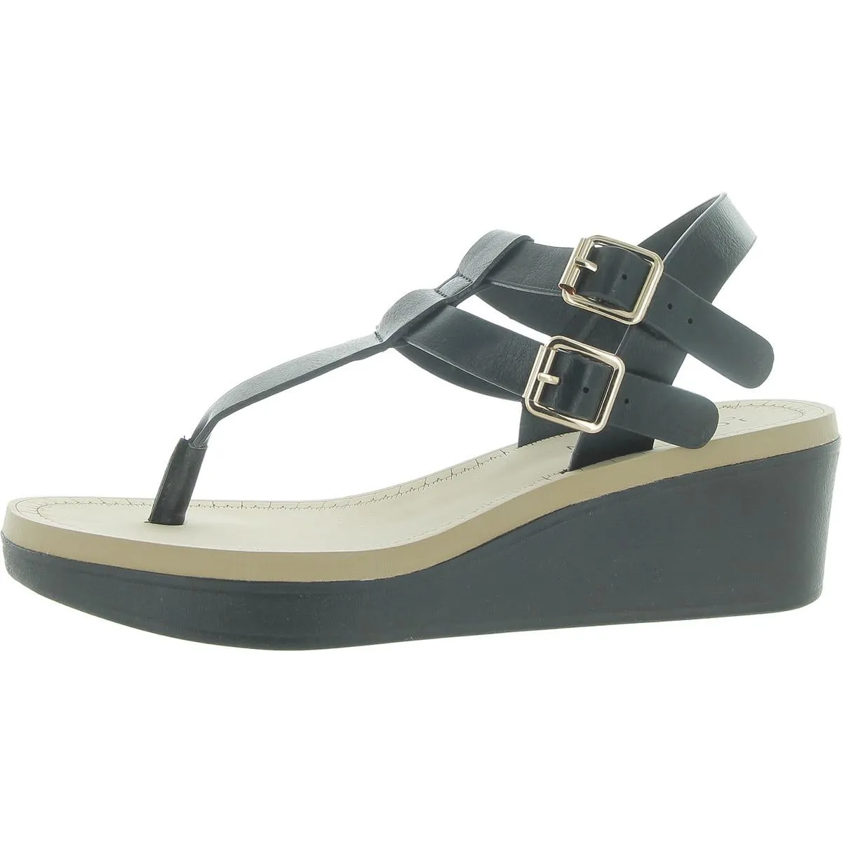 Womens Manmade T-Strap Sandals