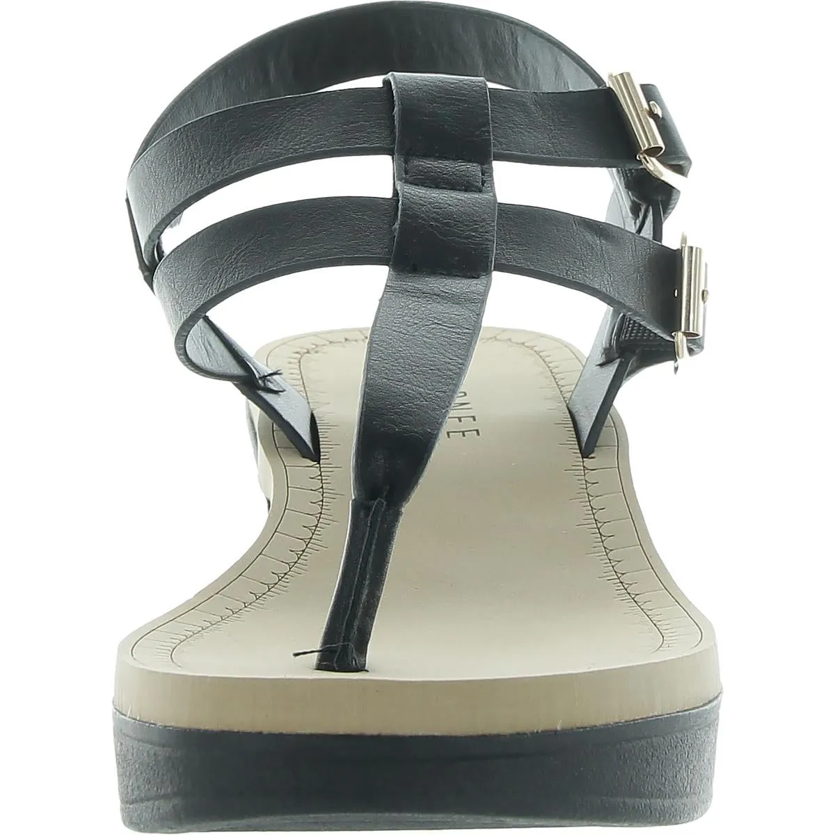 Womens Manmade T-Strap Sandals