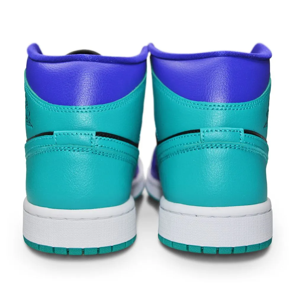 Womens Nike Air Jordan 1 Mid "Black Grape" - BQ6472 502 - Dk Concrd New Emrld Bk