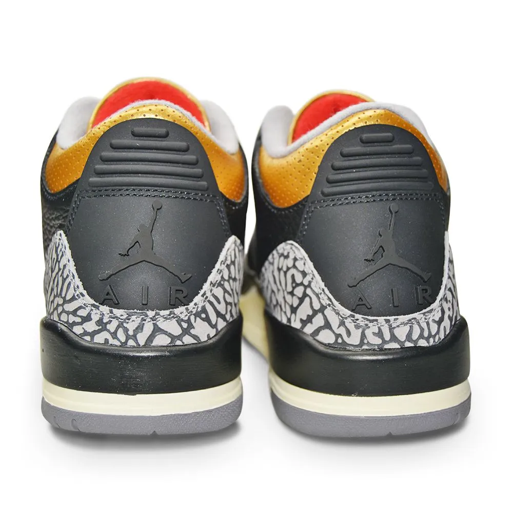 Womens Nike Air Jordan 3 Retro - CK9246 067 - Black Fire Red Metallic Gold