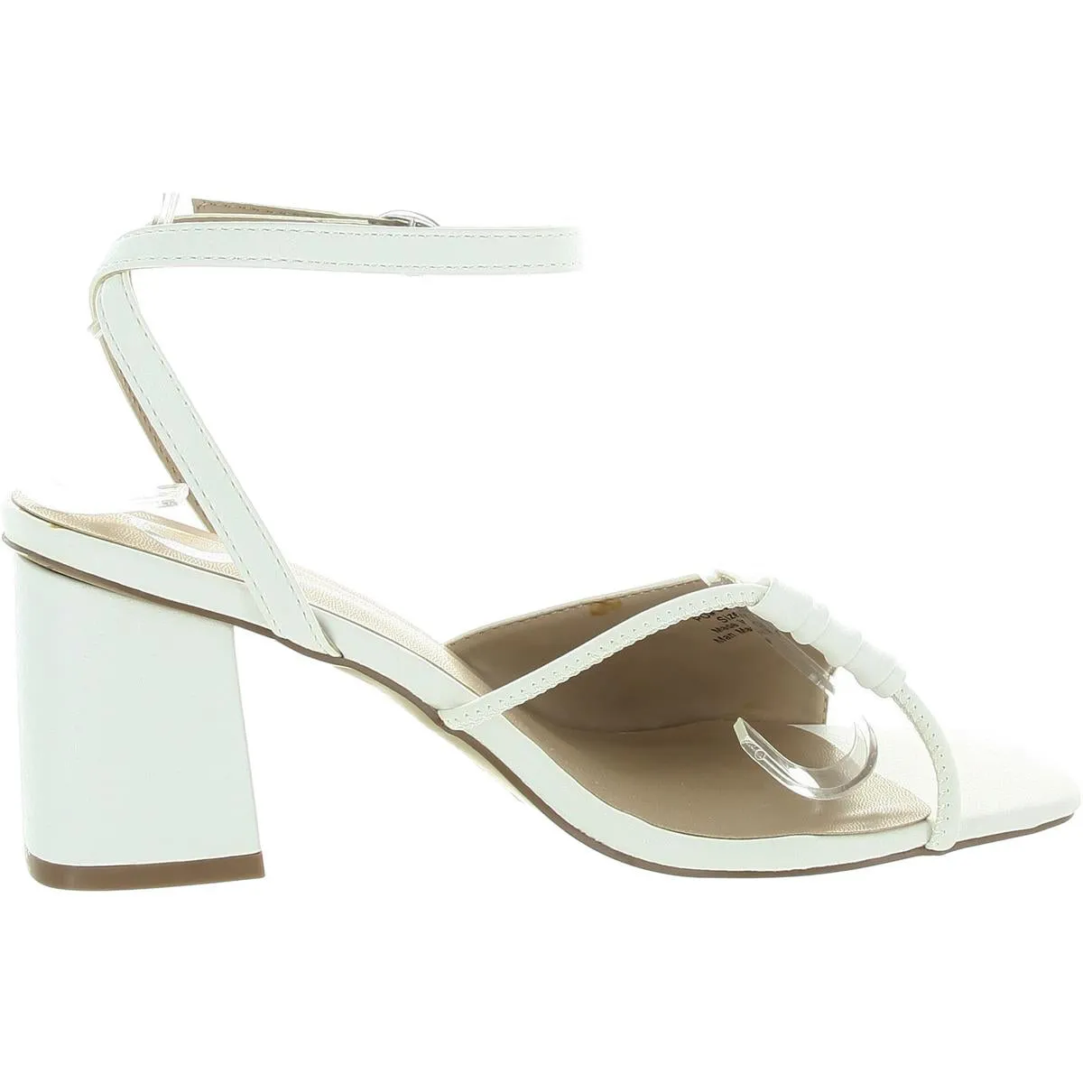 Womens Pleated Faux Leather Block Heel