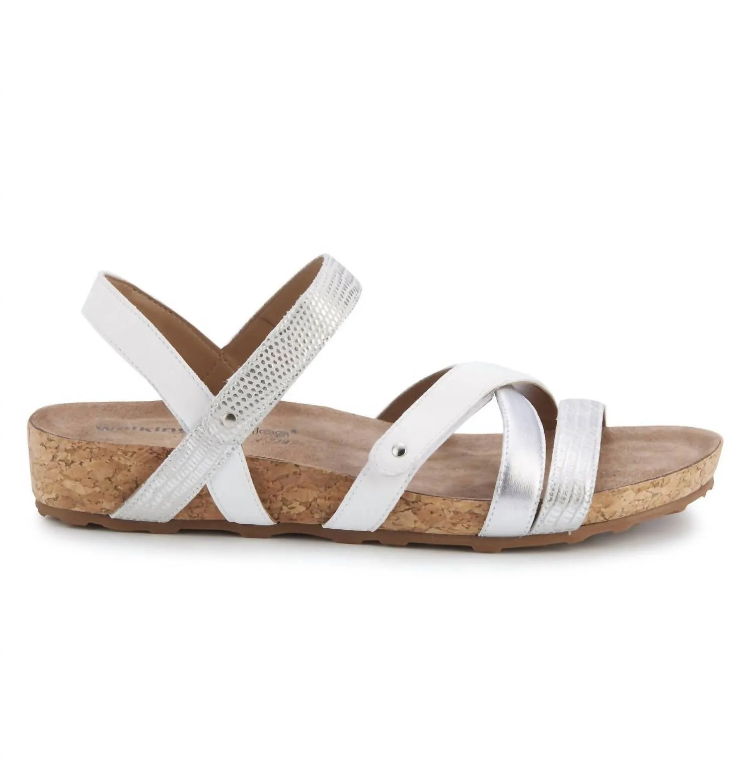 WomenS Pool Sandal - Ww Width In White/silver