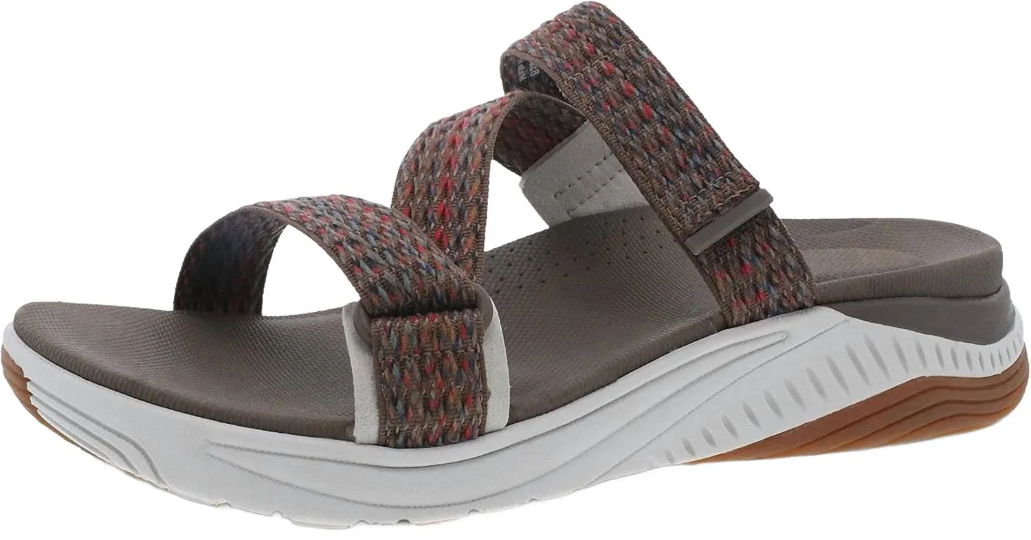 Women's Rosette Webbing Slip-On Sport Sandal In Brown Multi