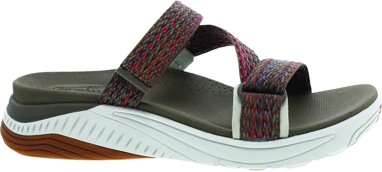 Women's Rosette Webbing Slip-On Sport Sandal In Brown Multi