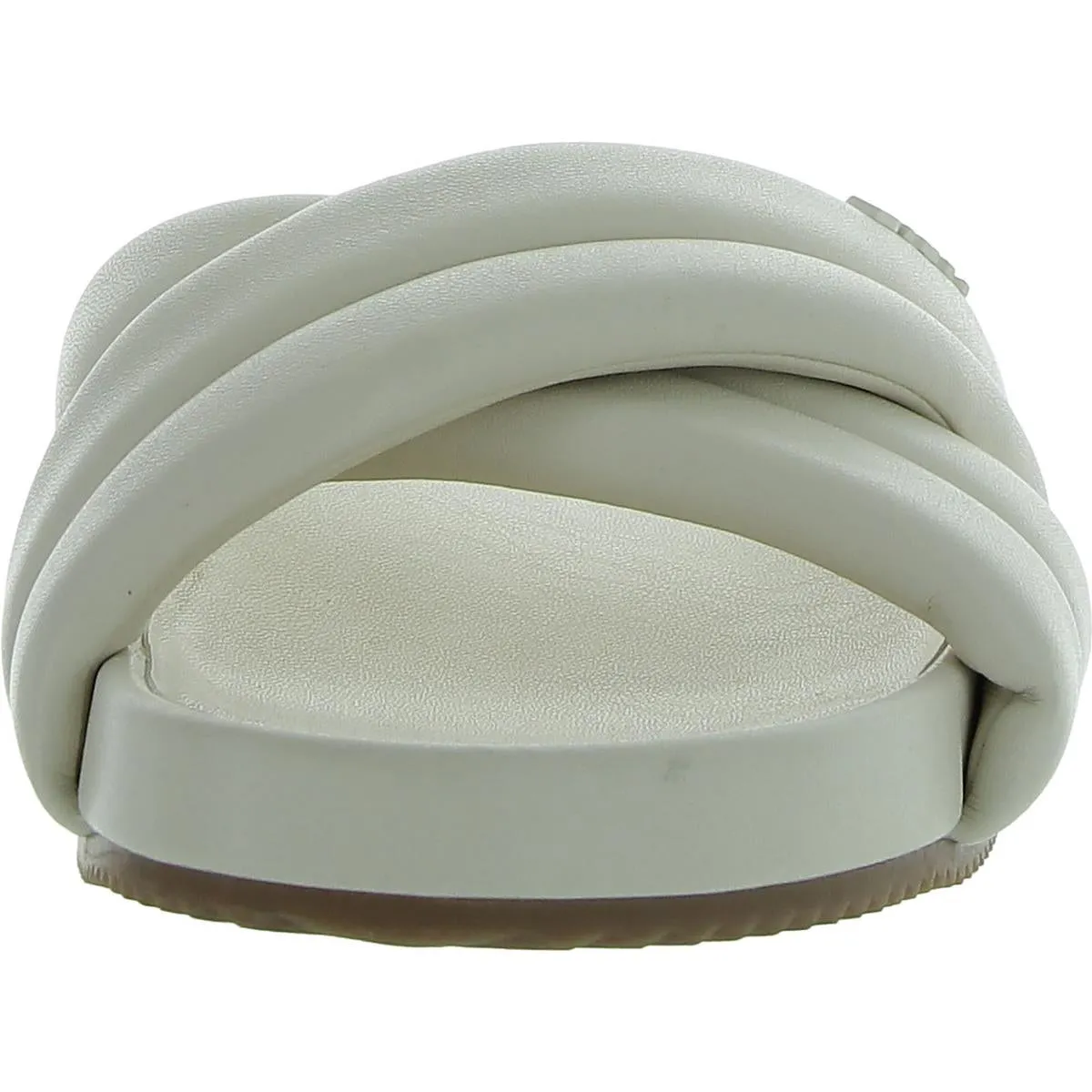 Womens Solid Faux Leather Slide Sandals