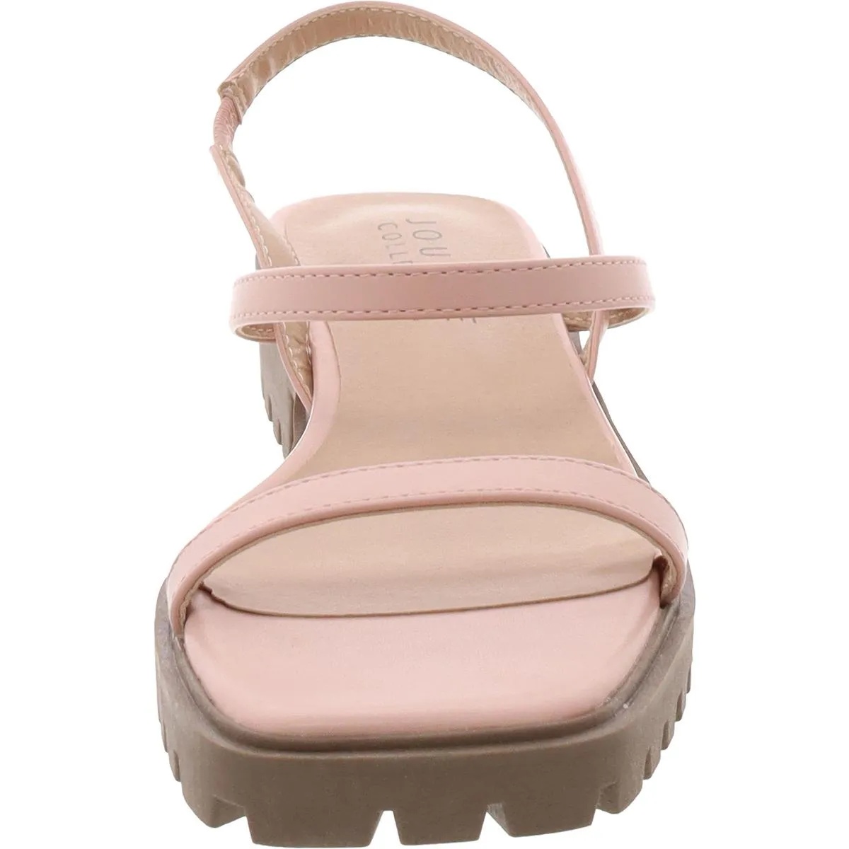 Womens Strappy Faux Leather Block Heel