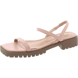 Womens Strappy Faux Leather Block Heel