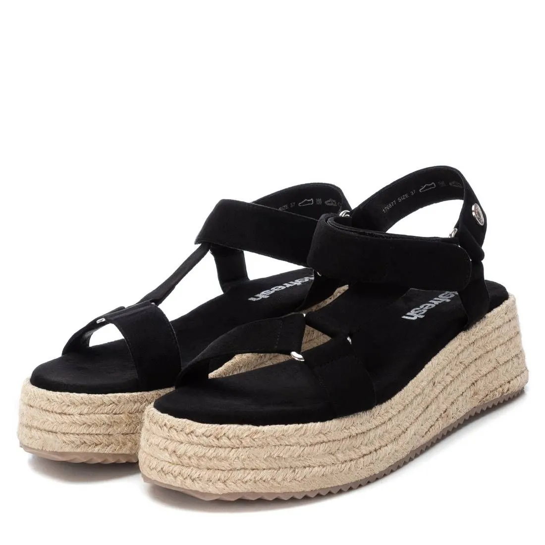 Women's Suede Strappy Sandals With Jute Platform By XTI_