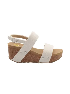Women's Summer Love Linen Strap Wedge Sandal In Bone Linen