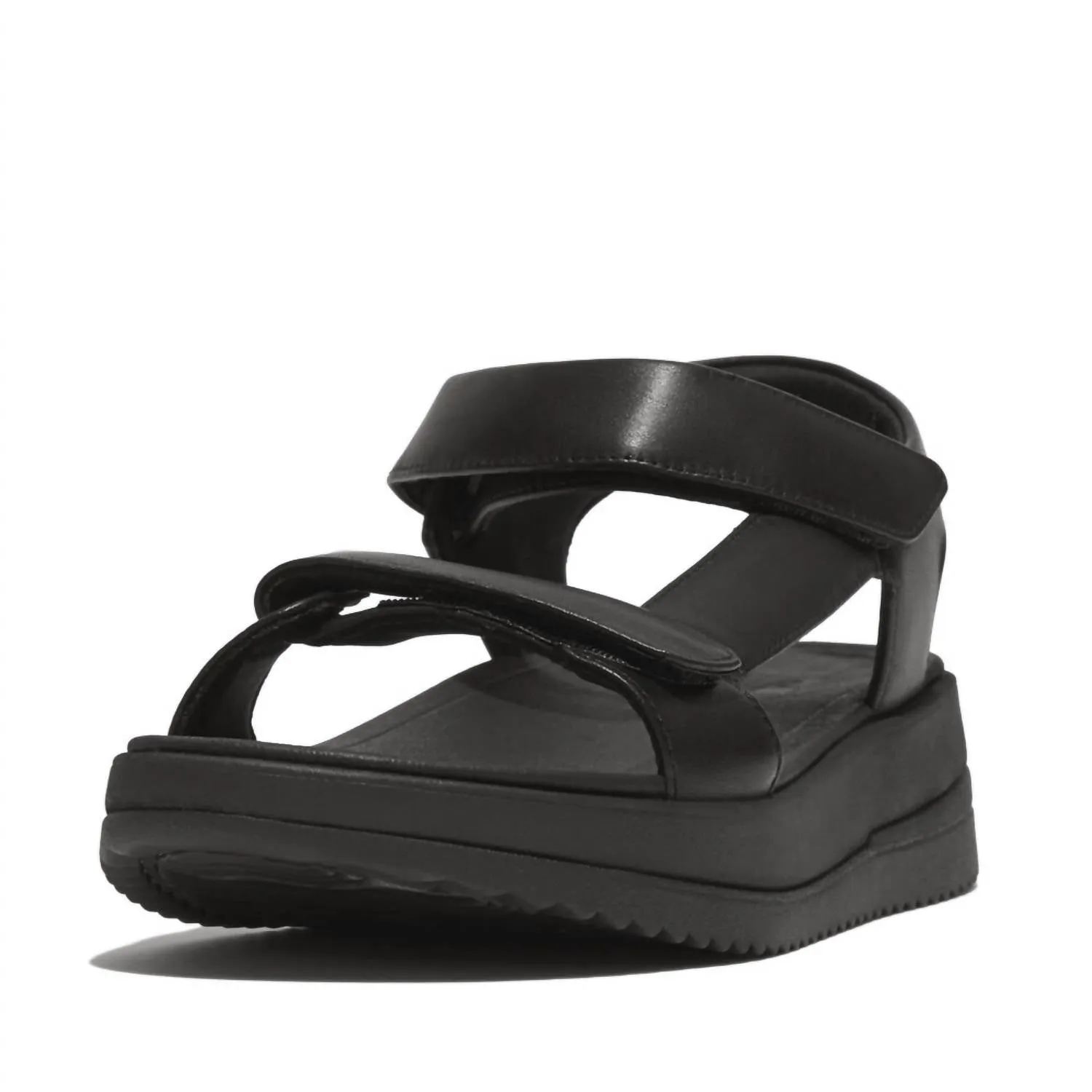 Women's Surff Adjustable Leather Sandal In Black