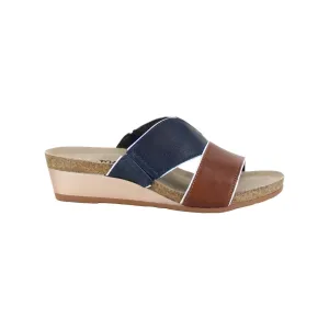 Women's Tiara Sandals In Soft Chestnut Leather/soft Ink Leather