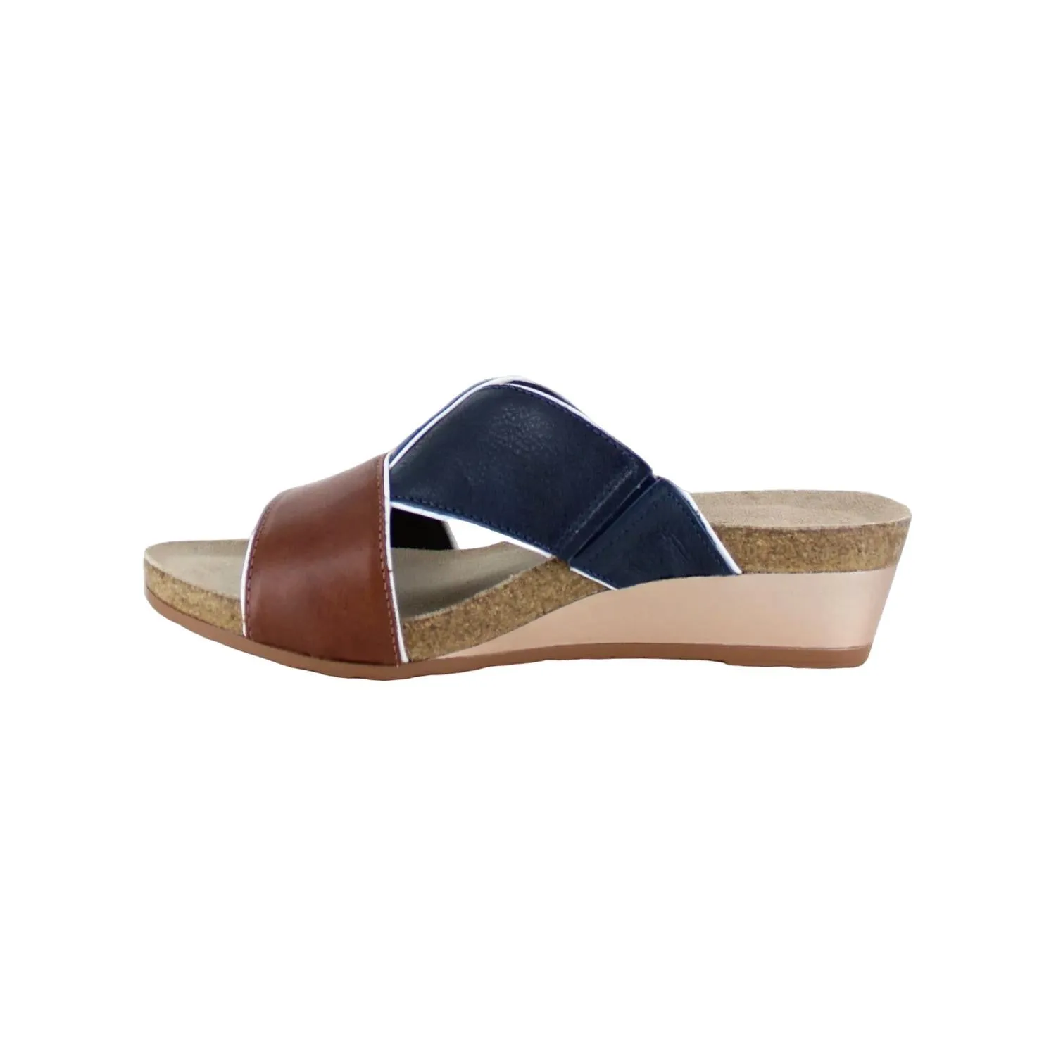 Women's Tiara Sandals In Soft Chestnut Leather/soft Ink Leather