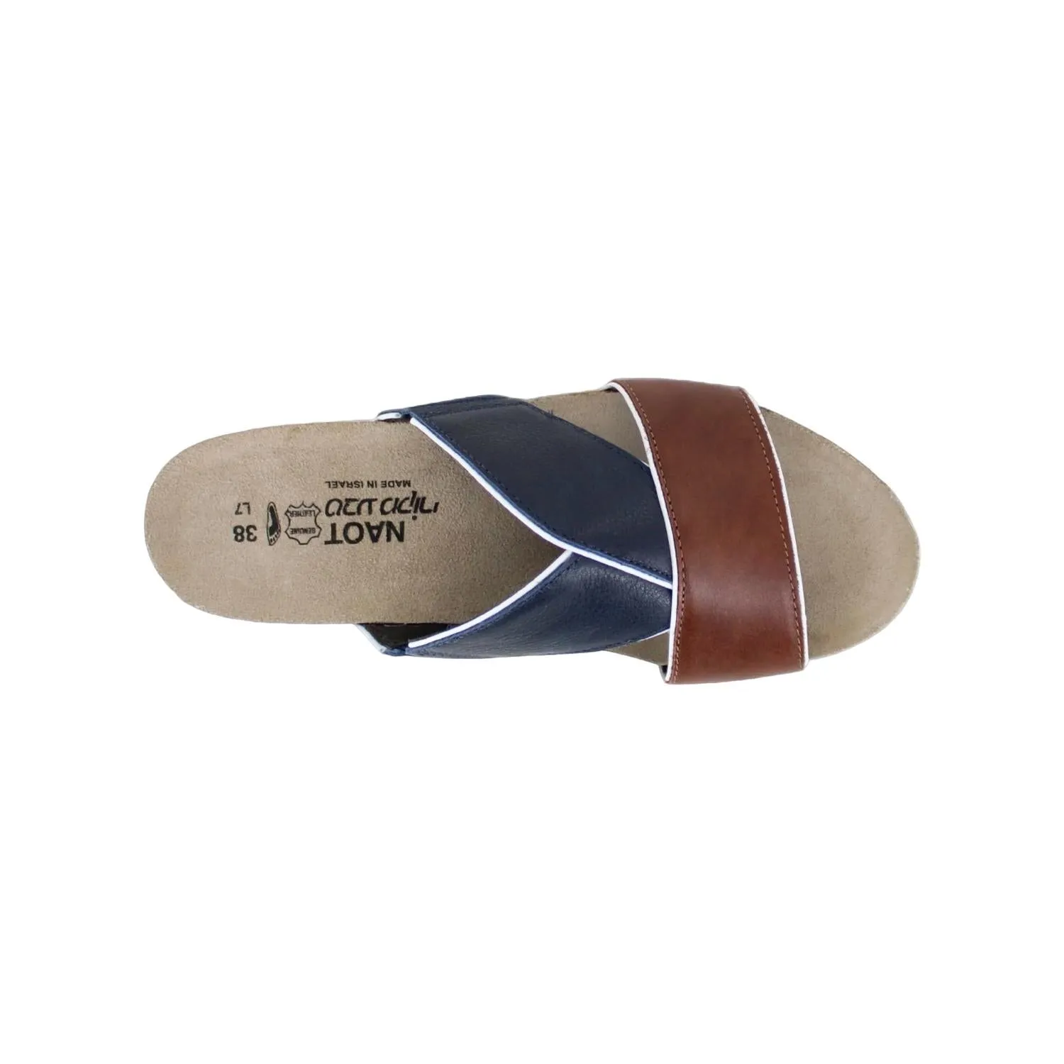 Women's Tiara Sandals In Soft Chestnut Leather/soft Ink Leather