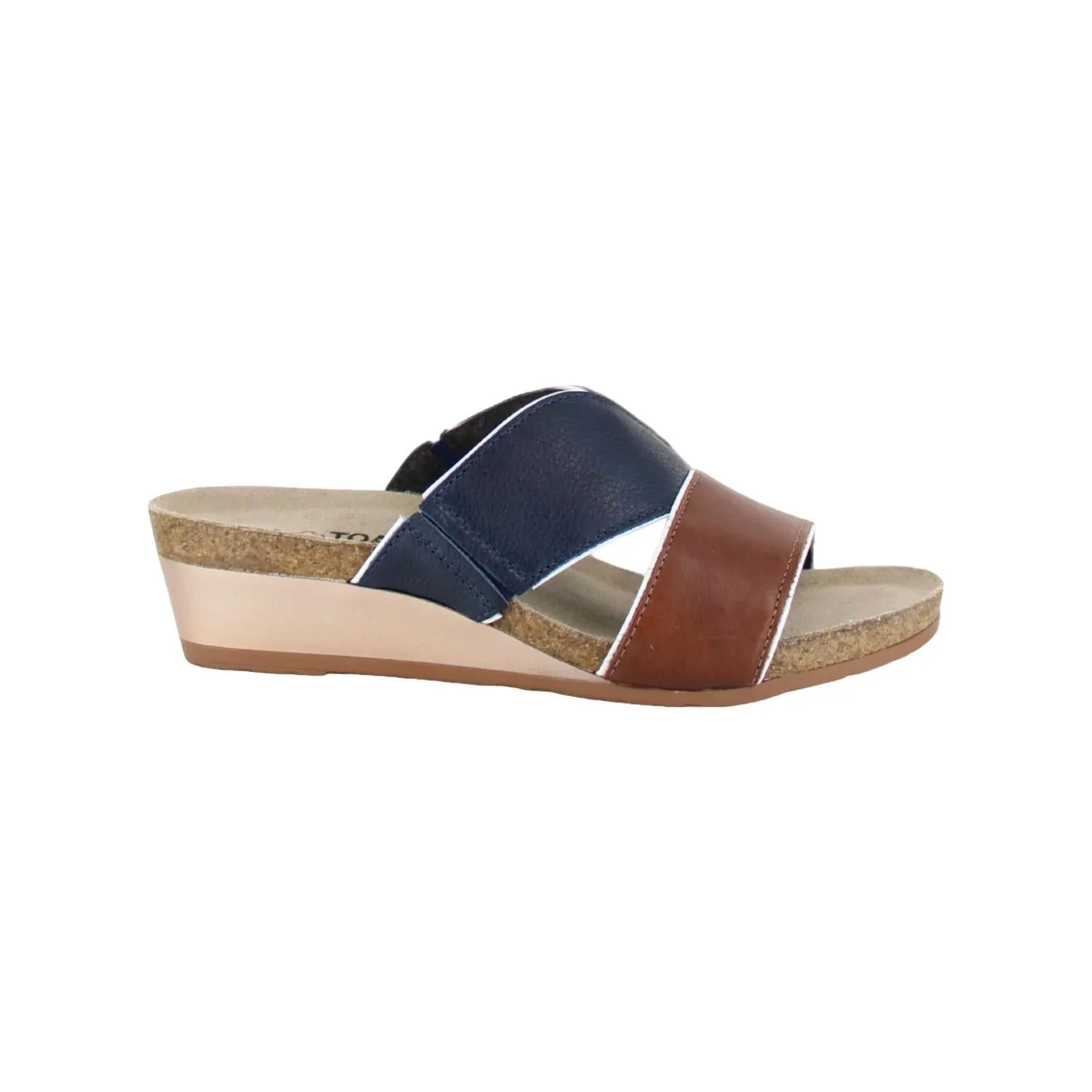 Women's Tiara Sandals In Soft Chestnut Leather/soft Ink Leather