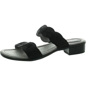 Womens Woven Leather Pool Slides
