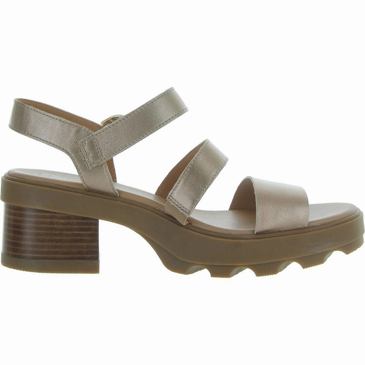 Womens Adjustable Leather Block Heel