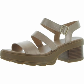 Womens Adjustable Leather Block Heel
