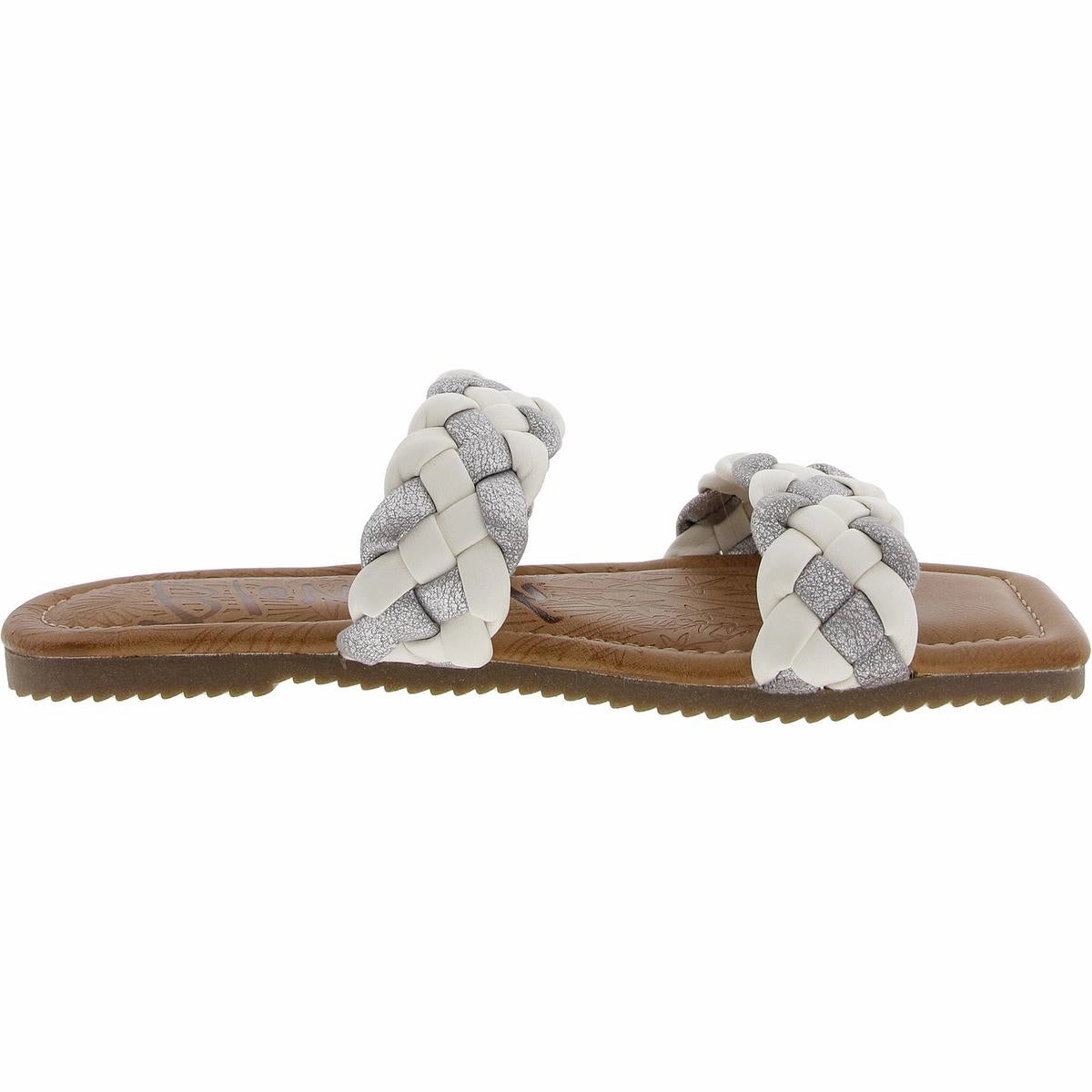 Womens Braided Faux Leather Slide Sandals